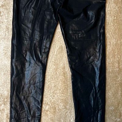 Womens Spanx Faux Leather Leggings Sz M Black Style 2437