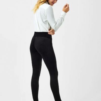 SPANX High Waist Stretch Velvet Leggings Black Plus Size Small S NEW $98.00