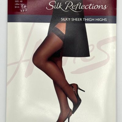 Hanes Women's Silk Reflections Sheer Lace Top Thigh-High Stockings SZ A/B Nylon