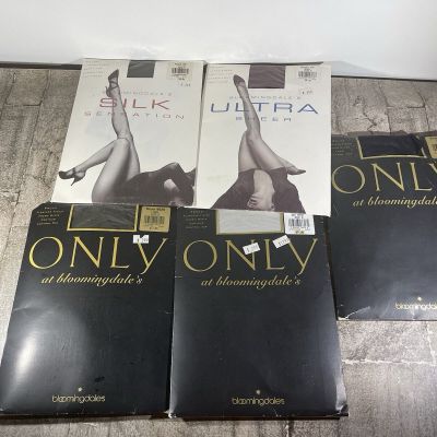 Vintage Lot of 5 Bloomingdale's Pantyhose Women's A&B Multicolor Sheer Top