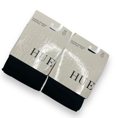 Hue Womens Super Opaque With Control Top Tights Size 1 Black U6620A  2 Pair