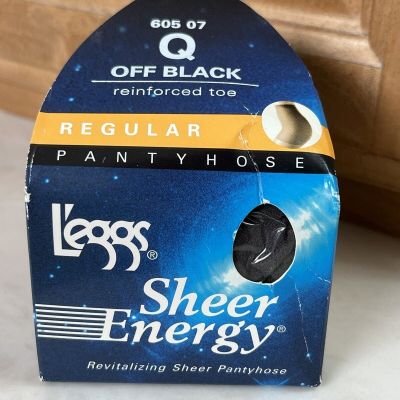 Leggs Sheer Energy Pantyhose Off Black Q 60507 Regular Reinforced Toe