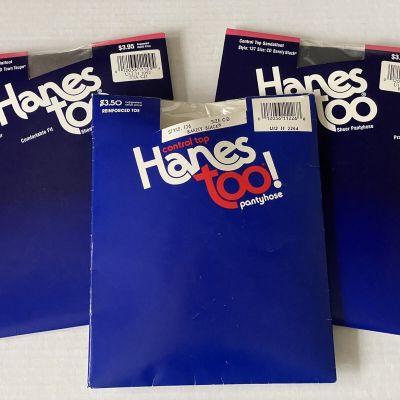 Hanes Too Sheer Pantyhose Barely Black and Town Taupe Size CD - NOS Lot of 3