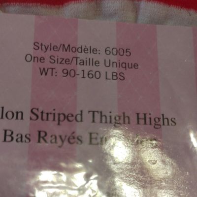Leg Avenue Stripe Stockings Opaque Nylon Women's thigh highs. Style# 6005