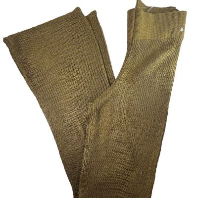 Free People Leggings Flare High Rise Knit Ribbed Olive Green Flare Legging M