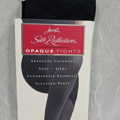 Hanes Silk Reflections Opaque Tights Control Top Ebony AB Absolute Coverage VTG