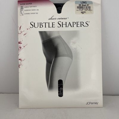 JCPenney Sheer Caress Subtle Shapers Pantyhose Long Off Black NEW In Package!