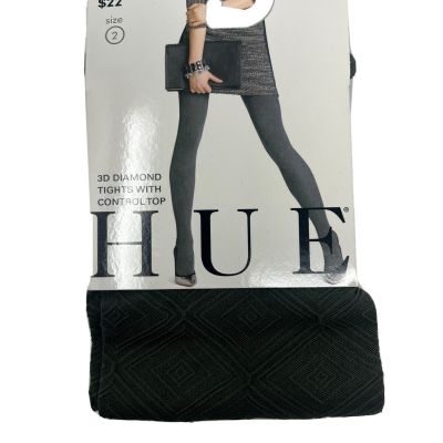 New HUE 3D Diamond Dots Tights With Control Top Size 2 Herb Green