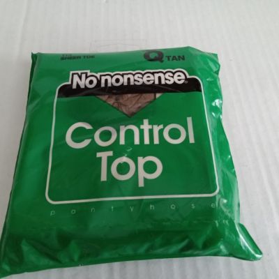 No Nonsense Control Top Pantyhose Size Q Tan Sheer Toe 114 One Pair Made in USA
