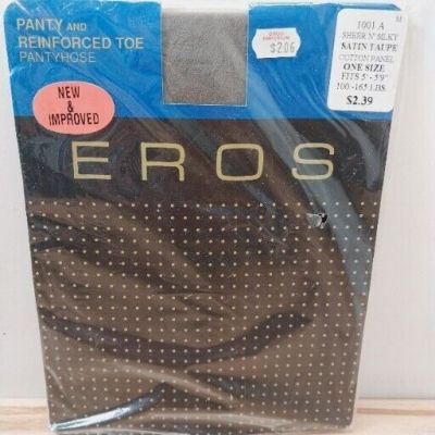 Vintage EROS Hosiery Sheer N' Silky Pantyhose Taupe One Size 5'-5'9