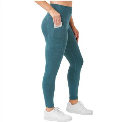 High rise Leggings Womens Size Small Ribbed Ankle Teal Heather workout gym NWT S