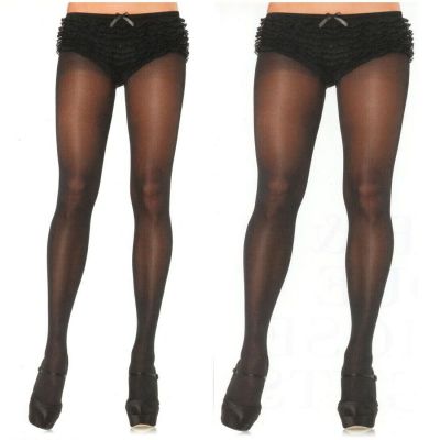 Leg Avenue Tights Opaque Sheer to Waist Women's Plus or Reg Size Black 0992
