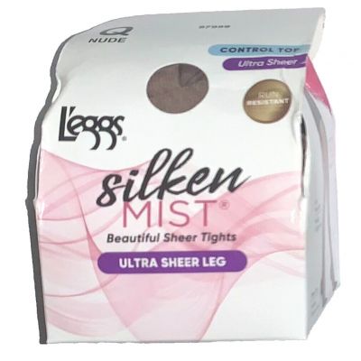 L'eggs Silken Mist Pantyhose Ultra Sheer Leg Control Top, Size Q - NUDE