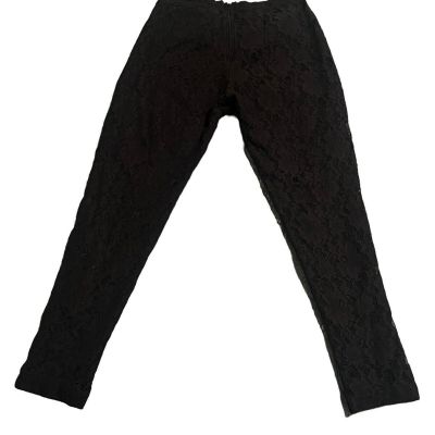 Lily White Leggings Womens XS Pants Black Lace Zip Back Tapered Ankle Cropped