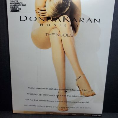 Donna Karan MED Luxury Hosiery Nudes Charcoal Control Top Pantyhose A19