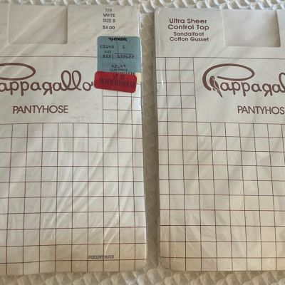 Pappagallo Vintage Discontinued White Pantyhose Size B Set Of 2 New In Package