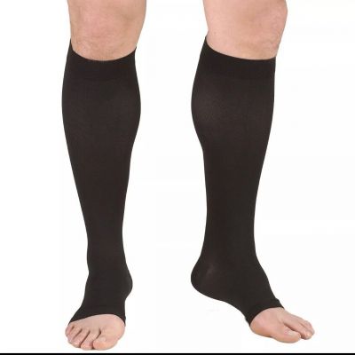 Truform Stockings Knee High Open Toe: 30-40 mmHg S BLACK 0845BL-S