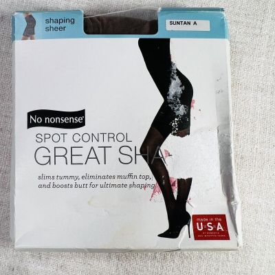 No Nonsense Spot Control Shaping Sheer Pantyhose Tights Womens Size A Suntan