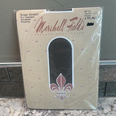 Marshall Field’s sheer stretch run resistant stocking thigh high taupe 2pr pkg