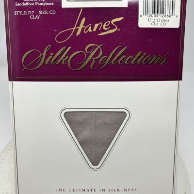 Hanes Silk Reflections Clay Control Top Pantyhose Sandalfoot Sz CD #717