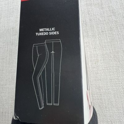 HUE Womens Metallic Tuxedo Ponte Leggings Plus Size 2X Black New