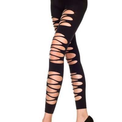 sexy MUSIC LEGS cutout TORN opaque SHREDDED footless TIGHTS leggins PANTYHOSE