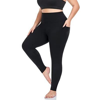 Plus Size Leggings for Women with Pockets-Stretchy X-4XL X-Large 01 Black