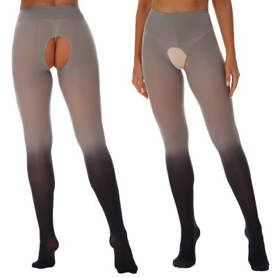 US Woman's Thigh High Footed Tights Pantyhose Hollow Out Crotchless Stockings