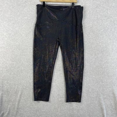 Spanx Womens Rainbow Metal Dot Pull On Crop Leggings Size 3X Running Gym