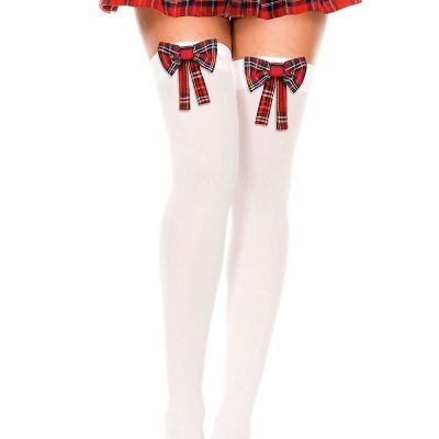 Plaid Bow Schoolgirl Stockings Sexy Lingerie Halloween Tights