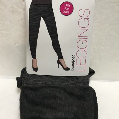 SEAMLESS LEGGINGS SIZE S/M FAUX FUR LINED GRAY COLOR NEW IN PACKAGE