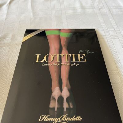 BNIP Honey Birdette Lottie green Stockings Thigh High Stay Ups size Large