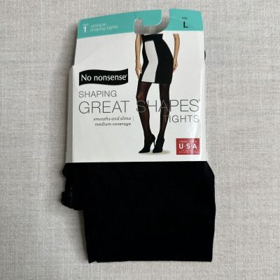 No Nonsense Womens Great Shapes Opaque Shaping Tights Black Size Large