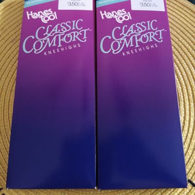 Hanes Too Classic Comfort Knee Highs 4 pair Barely Navy Reinforced Toe  1 Size