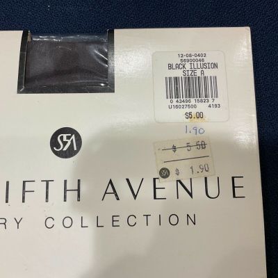 Pantyhose Saks Fifth avenue Sheer Lycra black Sz A (to 5’6 95-139lbs Sandal toe