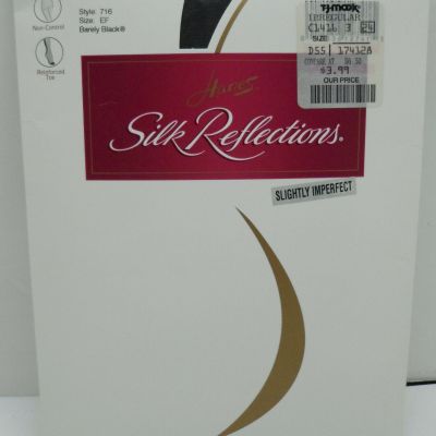 Hanes Silk Reflections Silky Sheer Barely Black Pantyhose EF Slightly Imperfect