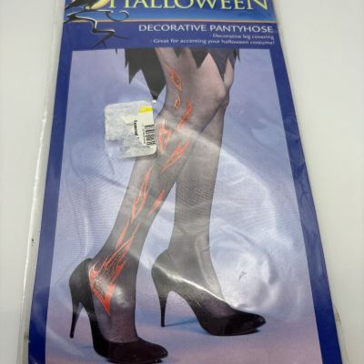 Vintage Flame Fire Tights Hosiery Pantyhose Costume Halloween Cosplay Adult NOS