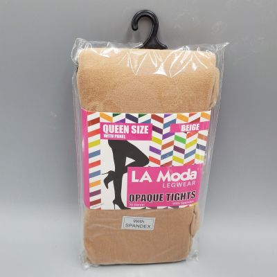 LA Moda Opaque Tights with Spandex in Beige Queen Size With Panel