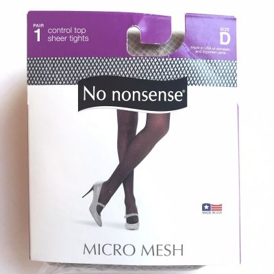1 Pair No Nonsense Micro Mesh Sheer Tights Nude Size D Control Top Nylon Spandex