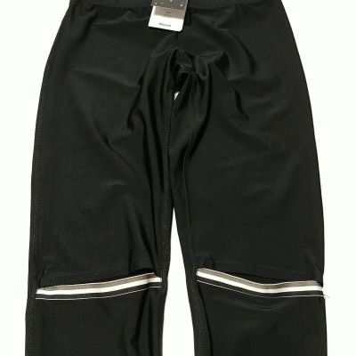 NWT TEREZ Womens Black Polyester Spndx Leggings Pants Style 2358 Medium slit kne