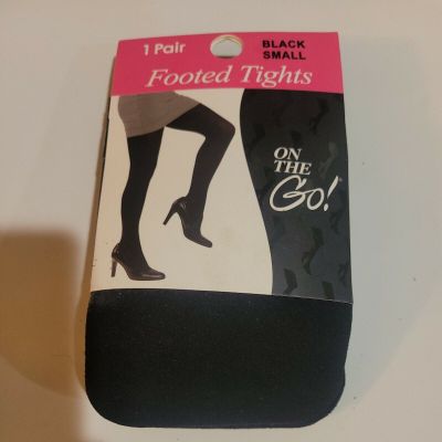 On The Go Black Footed Tights Size Small
