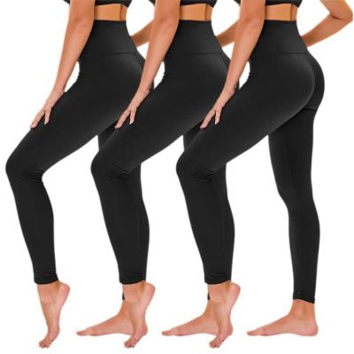 3 Pack Leggings for Women - High Waisted Black Soft Yoga Pants for Workout Ru...