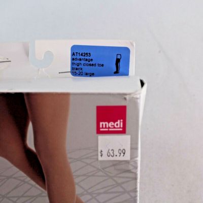 Medi Sheer Thigh High 15-20 mmHg Large Compression Black Stocking Stay Up Tech