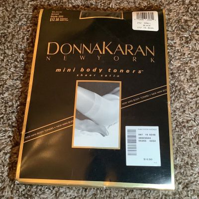 Donna Karan mini body toners sheer satin pantyhose, black, size: S