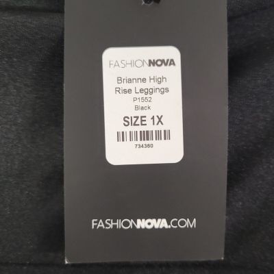 Fashion Nova Brianne High Waist Black Leggings Size 1X NWT