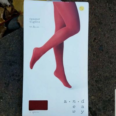A NEW DAY salsa red opaque tights, deep red, size s/m