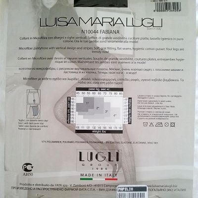 Luisa Maria Lugli Fabiana Micro Black Pantyhose W/ Vertical & Stripes Size S