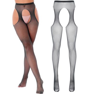 US Women Pantyhose Stockings Mesh Suspender Hollow Out Thigh-High Fishnet Tights