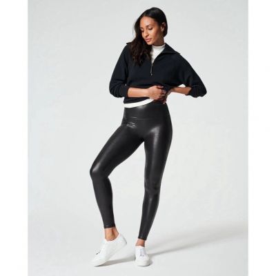 EUC Spanx Size S Faux Leather Leggings for Women - Black
