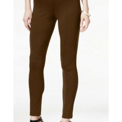 STYLE & COMPANY Womens Brown Pull-on Mid Rise Seamed Evening Skinny Leggings M